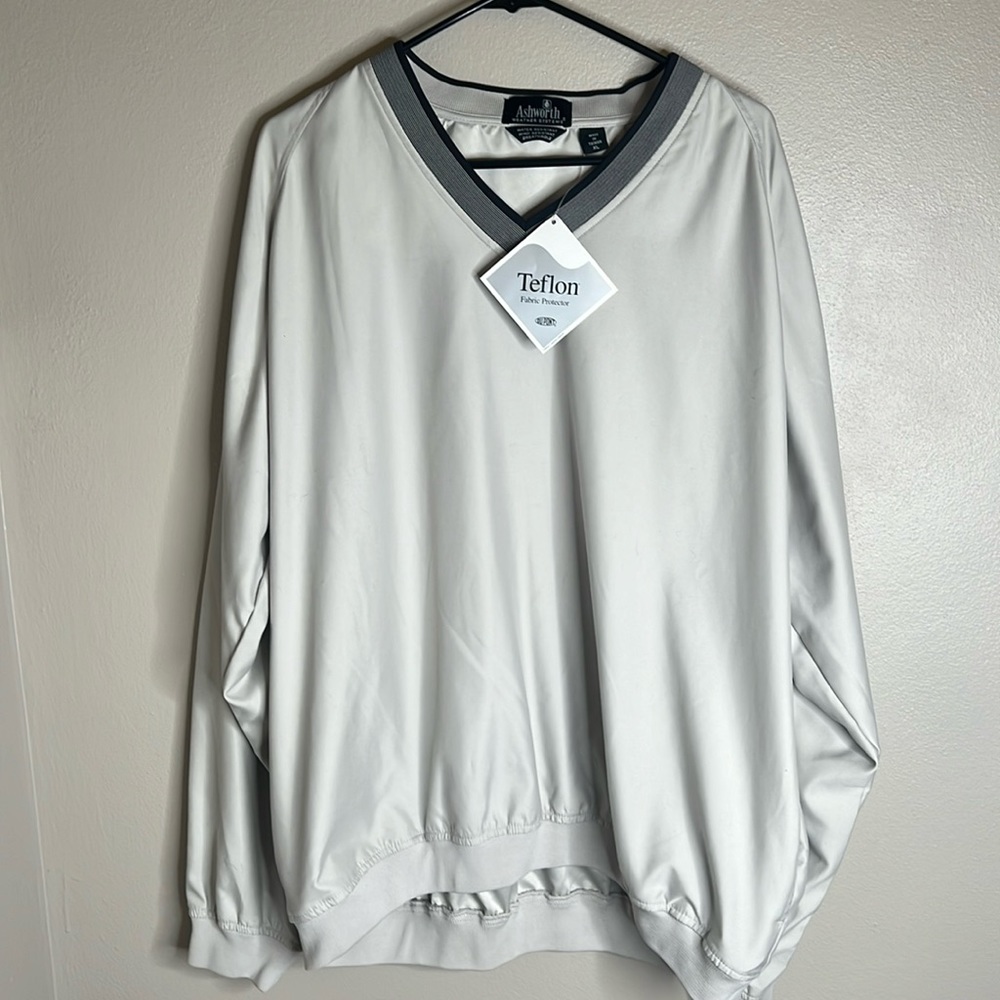 Ashworth Golf Performance Men’s Size XL V-Neck Windbreaker Pullover Pockets NWT